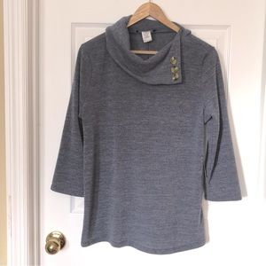 Split Cowlneck 3/4 Sleeve Sweater Sz L